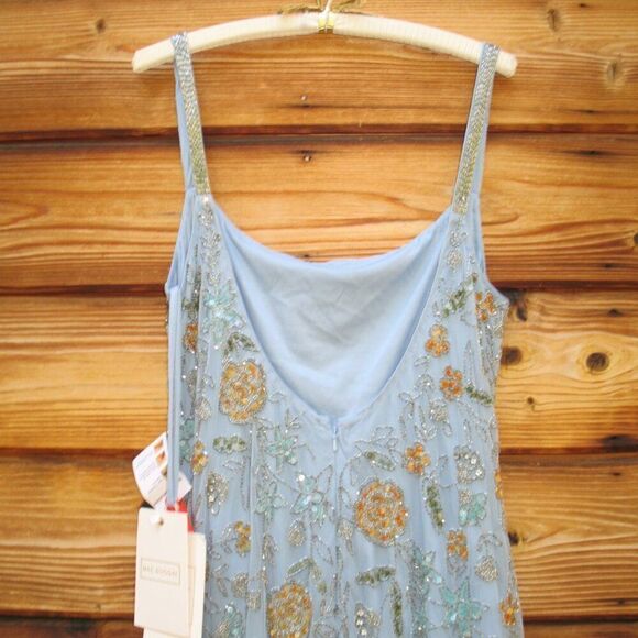 Mac Duggal 10808 Womens Blue Hand Beaded Floral Gown Dress Blue - Picture 12 of 16